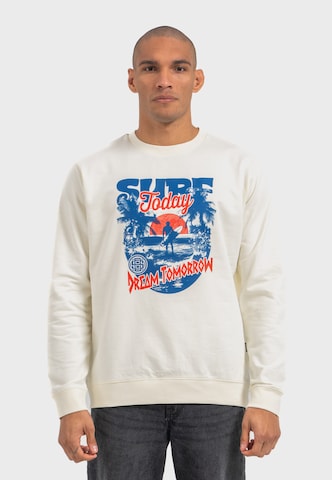 Oldskull Sweatshirt 'Wrldvibe Surf Dreams' in White: front