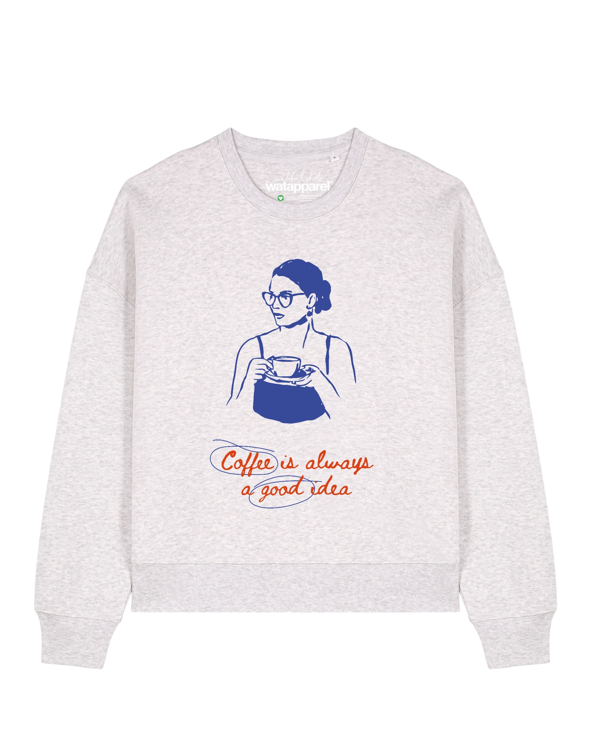 Watapparel Sweatshirt 'Coffee is a good idea ' in Grey: front