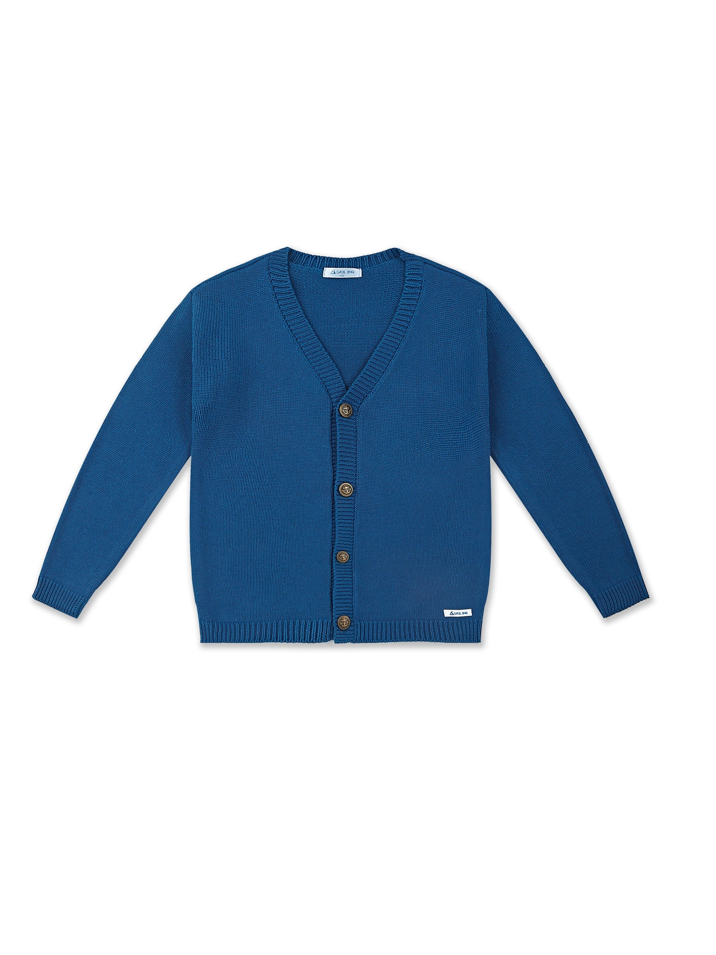 Sailing Knit Cardigan in Blue: front