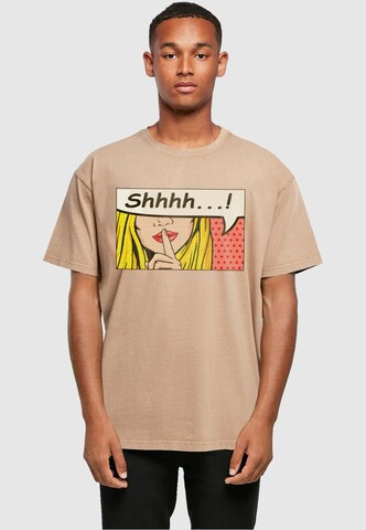 Merchcode T-Shirt 'Silent Sign Comic' in Beige: predná strana