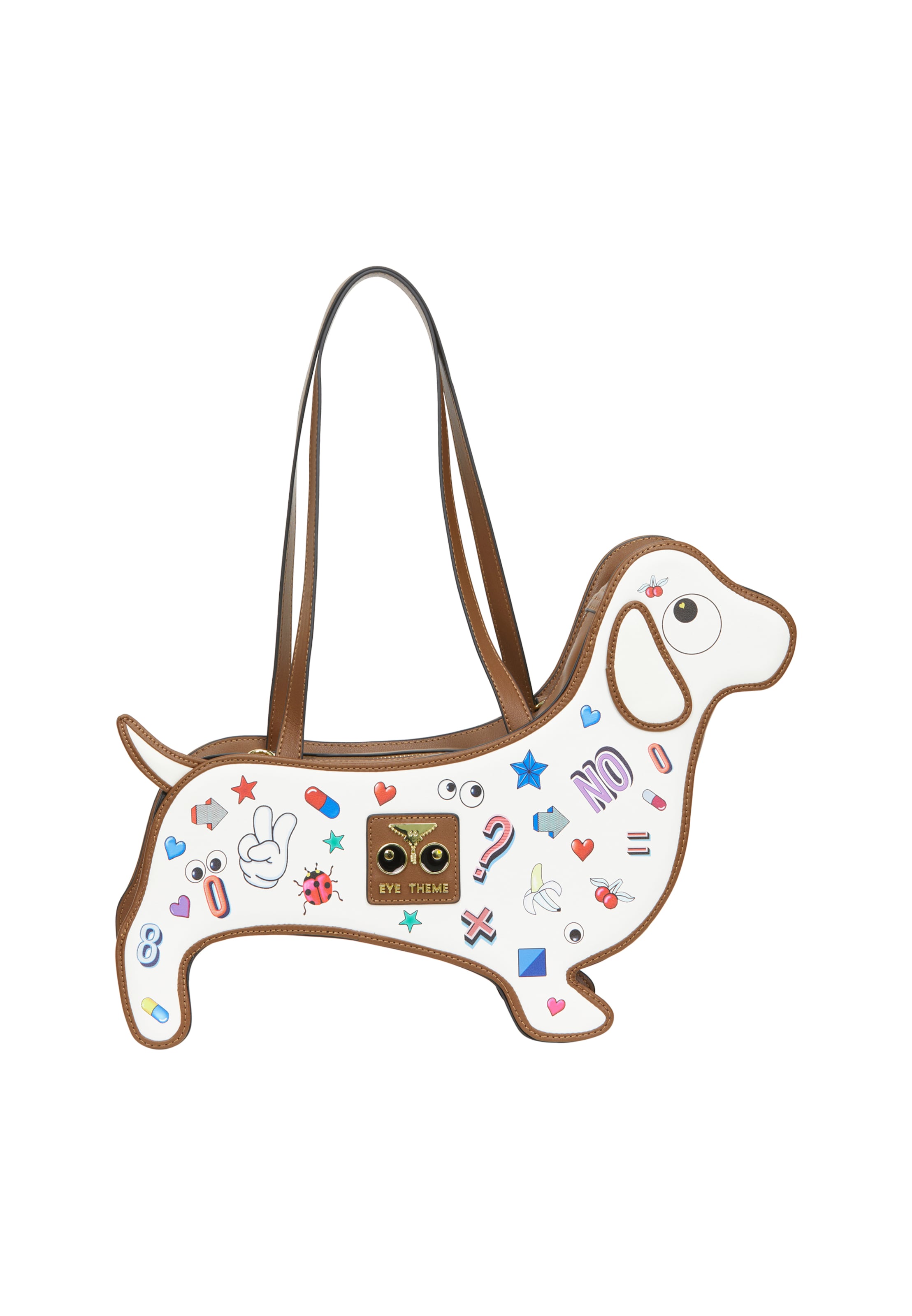 MYMO Дамска чанта 'Pop Eyetheme' в бяло: отпред