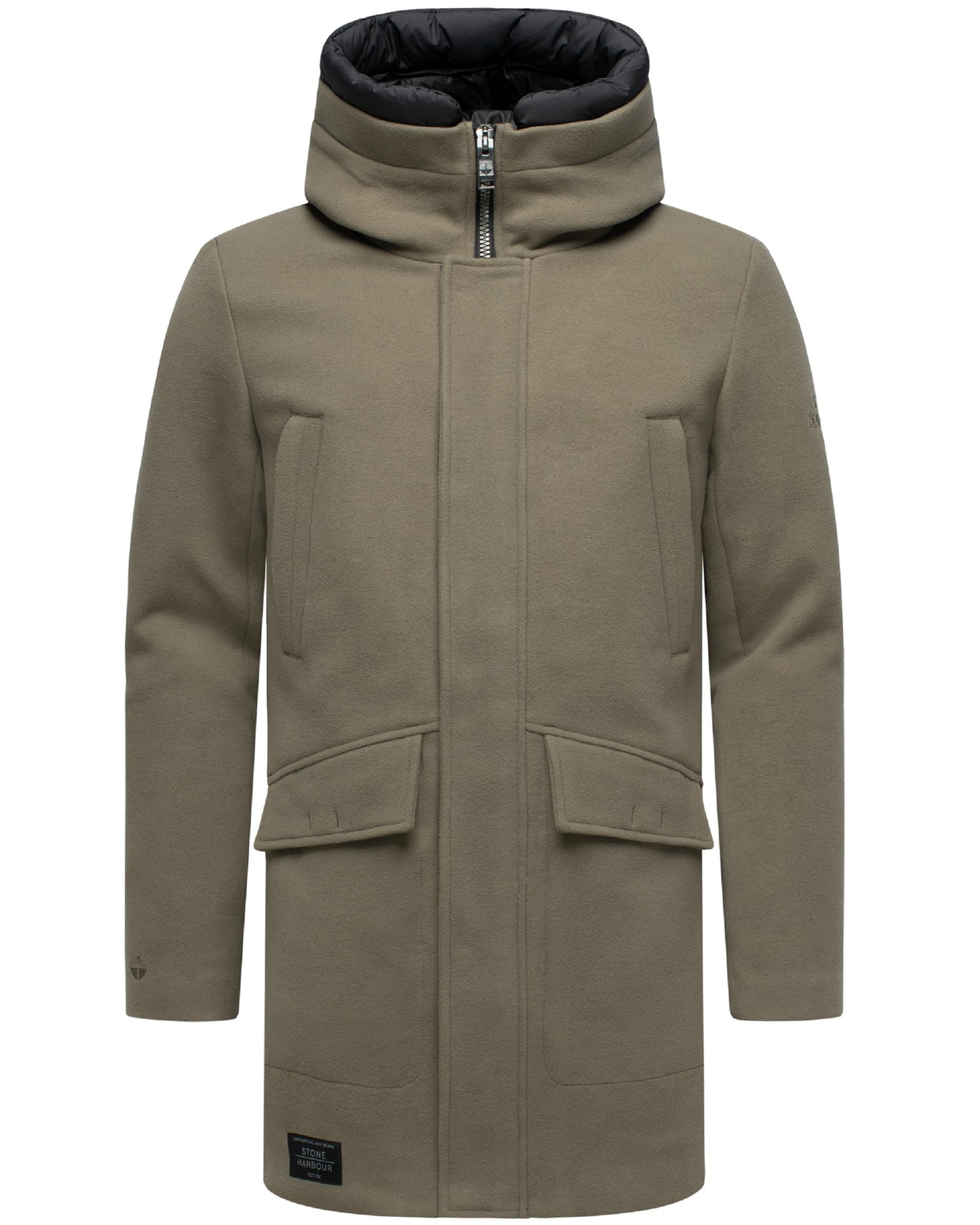 STONE HARBOUR Χειμερινό παλτό 'Fenroos' σε καφέ: μπροστά