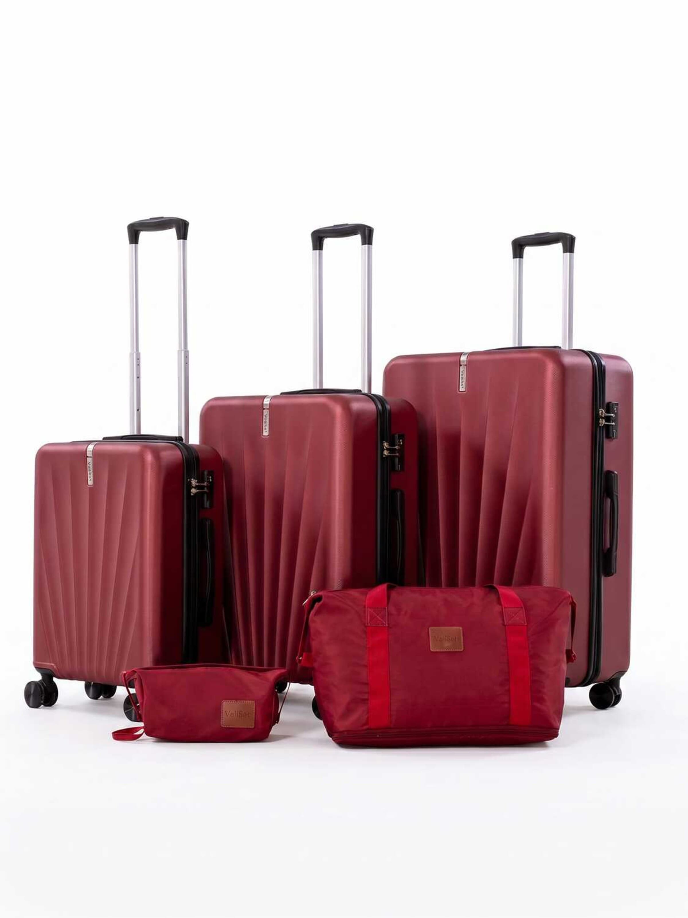 Vallsero Suitcase set 'LG3 — VALLSERO Seashell 5-teiliges Kofferset' in Red