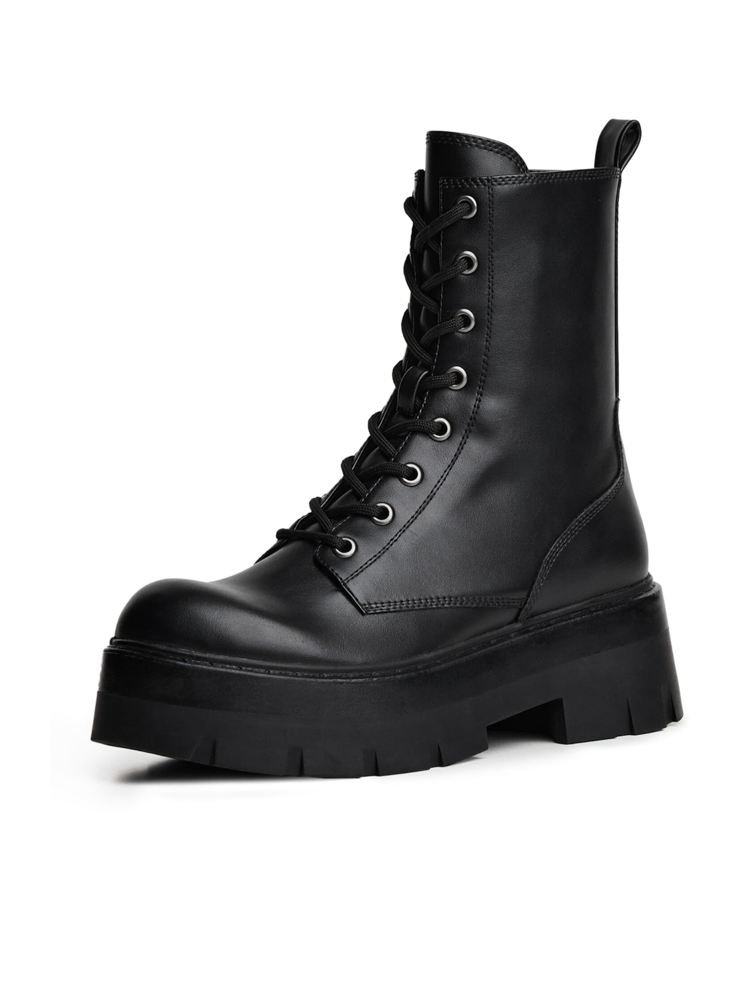 Bershka Schnürstiefelette in schwarz, Produktansicht