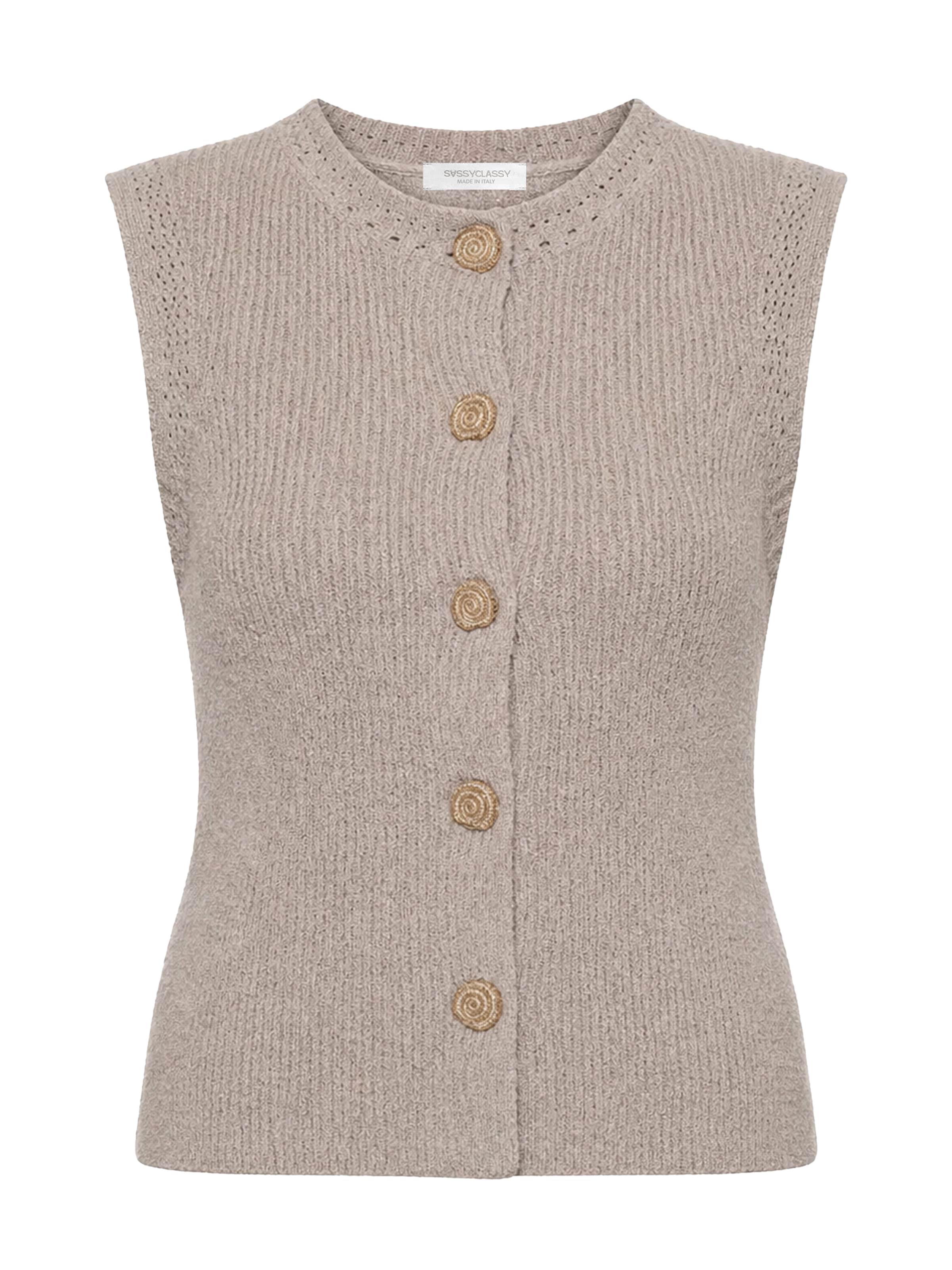 SASSYCLASSY Knitted Vest in Grey: front
