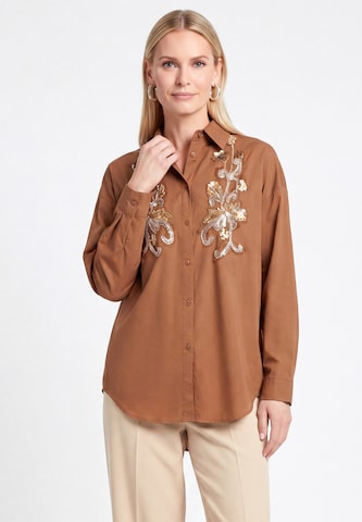Chemisier usha WHITE LABEL en marron : devant