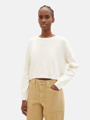 TOM TAILOR DENIM Sweater in Beige: front