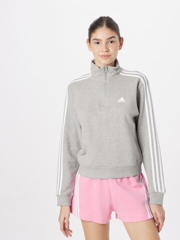 ADIDAS SPORTSWEAR Спортен суитшърт с качулка 'Essentials 3-Stripes ' в сиво: отпред