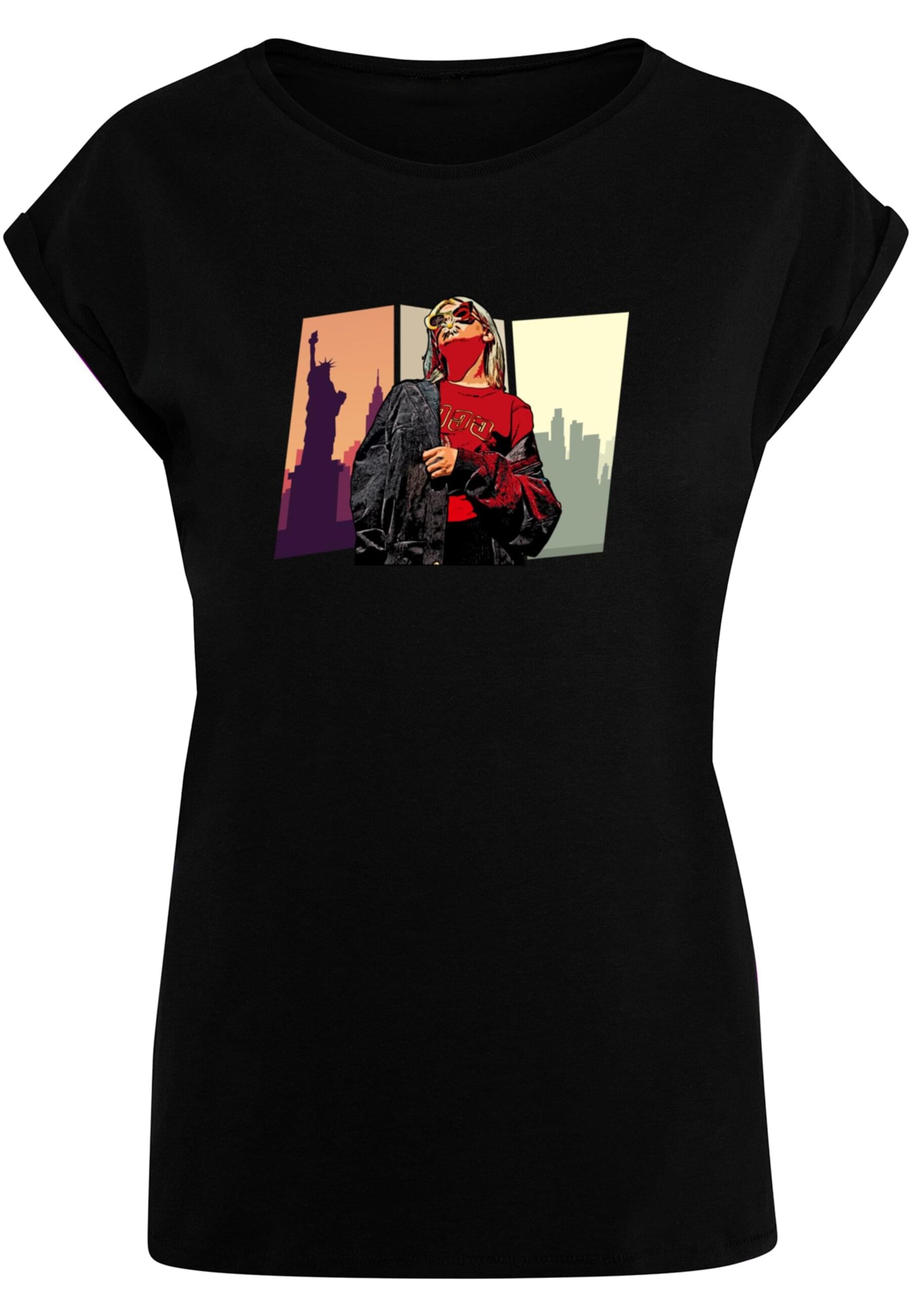 Merchcode Shirt 'Grand Red Girl' in Zwart: voorkant