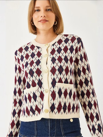 Bianco Lucci Knit Cardigan in Beige