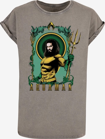 ABSOLUTE CULT T-Shirt 'Aquaman - Trident' in Grau: predná strana