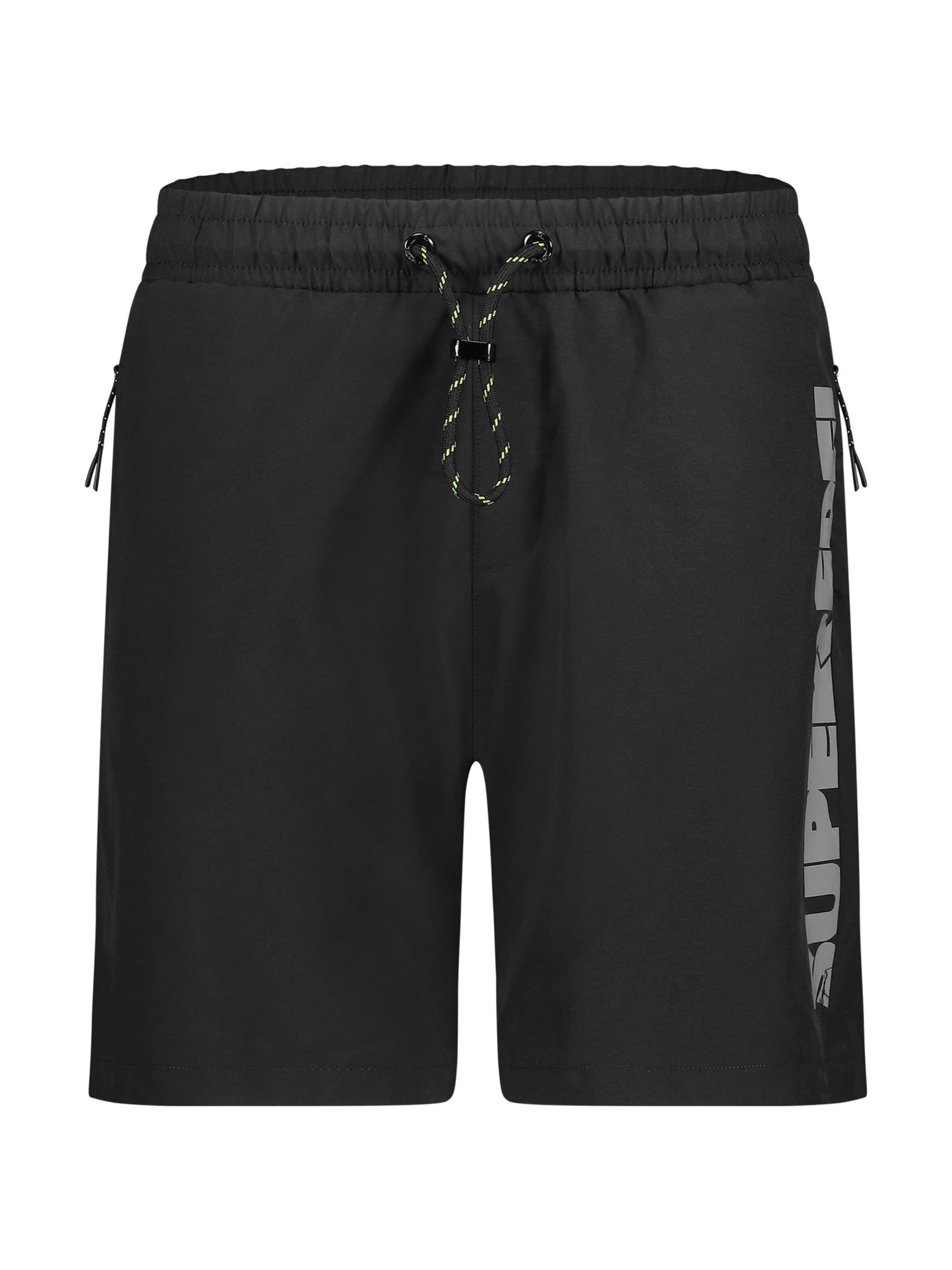 SUPERREBEL® GEAR Regular Shorts 'AL' in Schwarz: Vorderseite