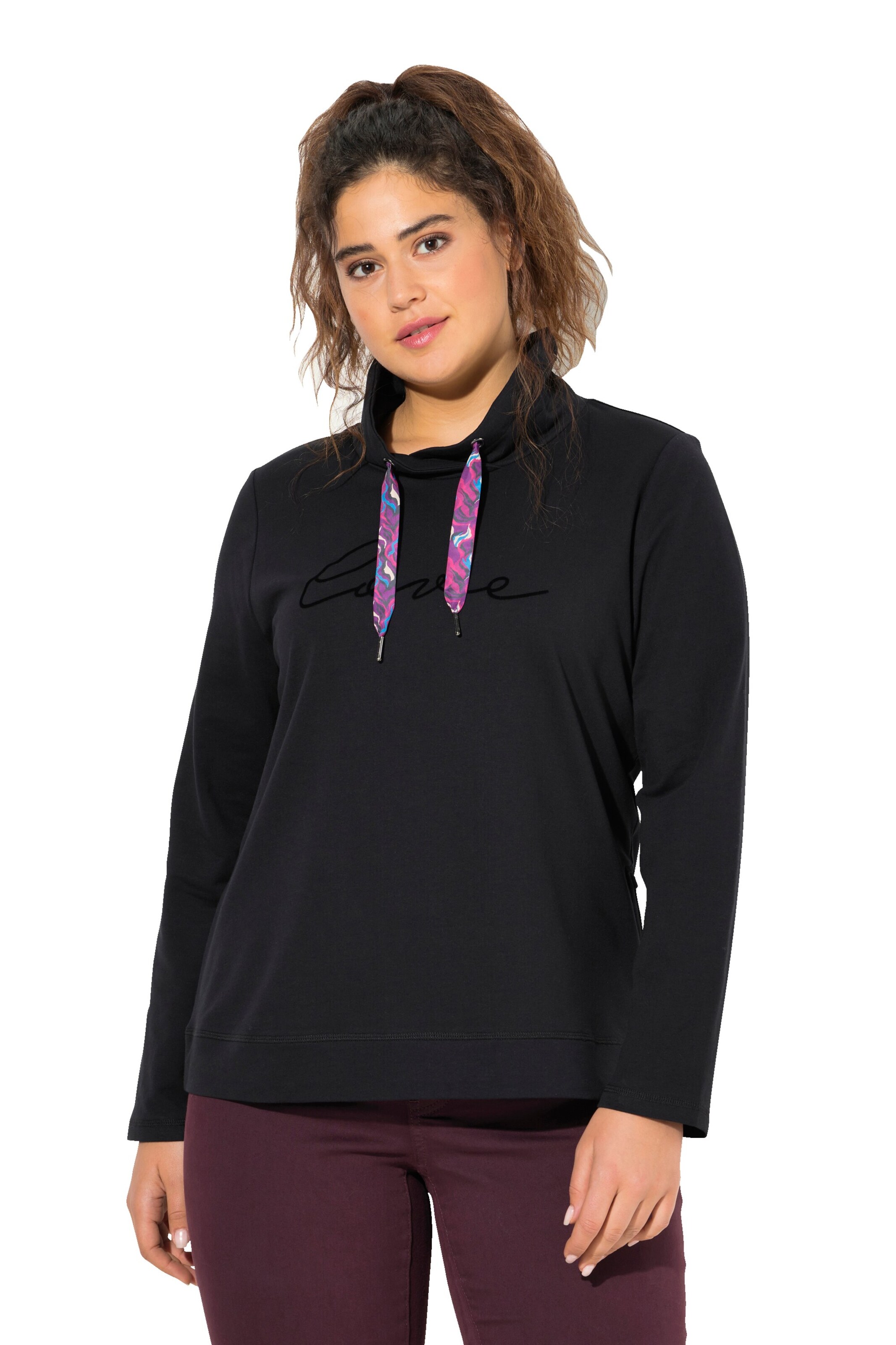 Ulla Popken Sweatshirt in Schwarz: Vorderseite