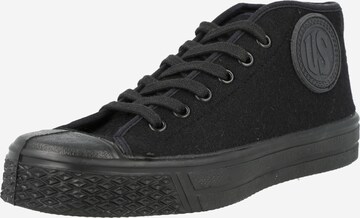 US Rubber Platform trainers 'MILTARY' in Black: front