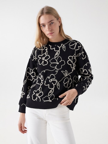 Salsa Jeans Sweatshirt in Zwart: voorkant