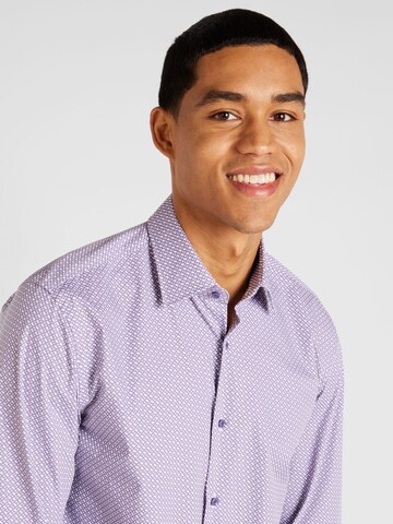 BOSS Black Slim fit Button Up Shirt 'HANK' in Purple