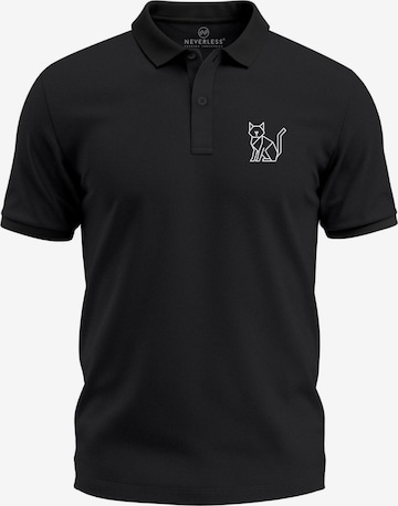 Neverless Shirt 'Cat Polygon' in Schwarz: Vorderseite