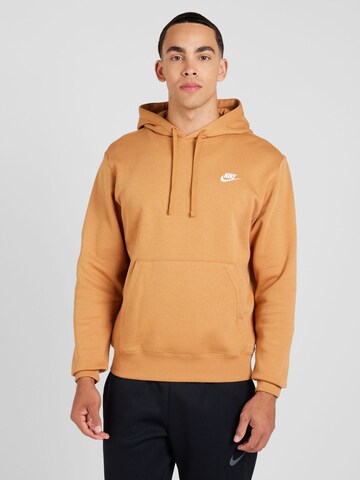 Nike Sportswear Rovný strih Mikina 'CLUB FLEECE' - Hnedá: predná strana