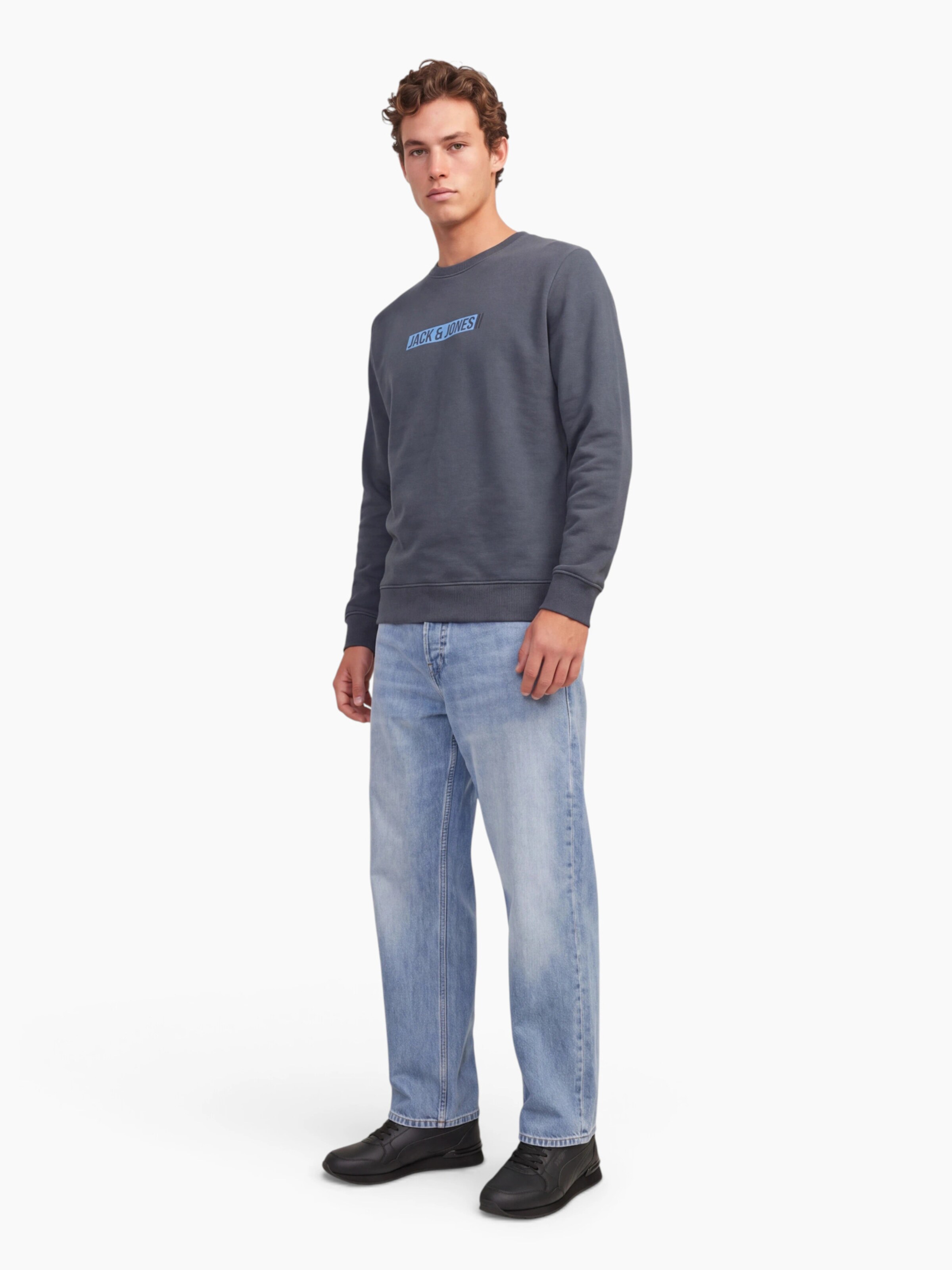 JACK & JONES Sweatshirt 'JJMUNK' in Grey