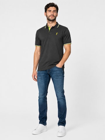 Boxeur des Rues Shirt 'Herren Poloshirt Boxeur des Rues aus Piqué-Baumwolle, Anthrazit, Limettengrüne Akzente' in Grijs