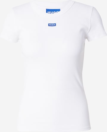 HUGO Blue Μπλουζάκι σε λευκό: μπροστά