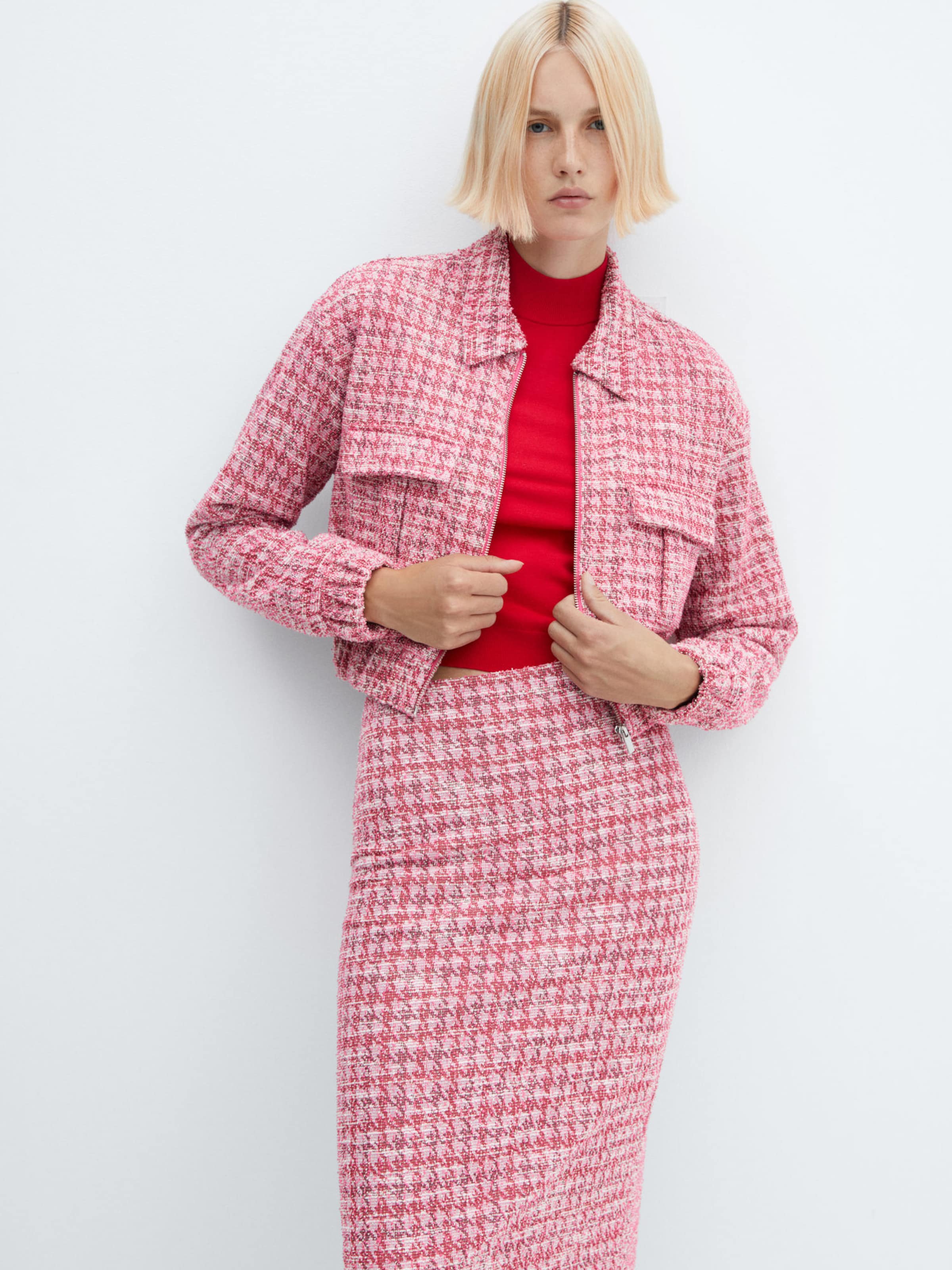 Mango pink tartan dress sale