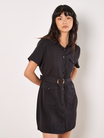 Apricot Shirt dress in Black: front