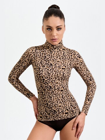 Maillot de corps 'Dolcevita Lungo Cashmere Modal Fantasia Animalier Beige' Ciocca en beige
