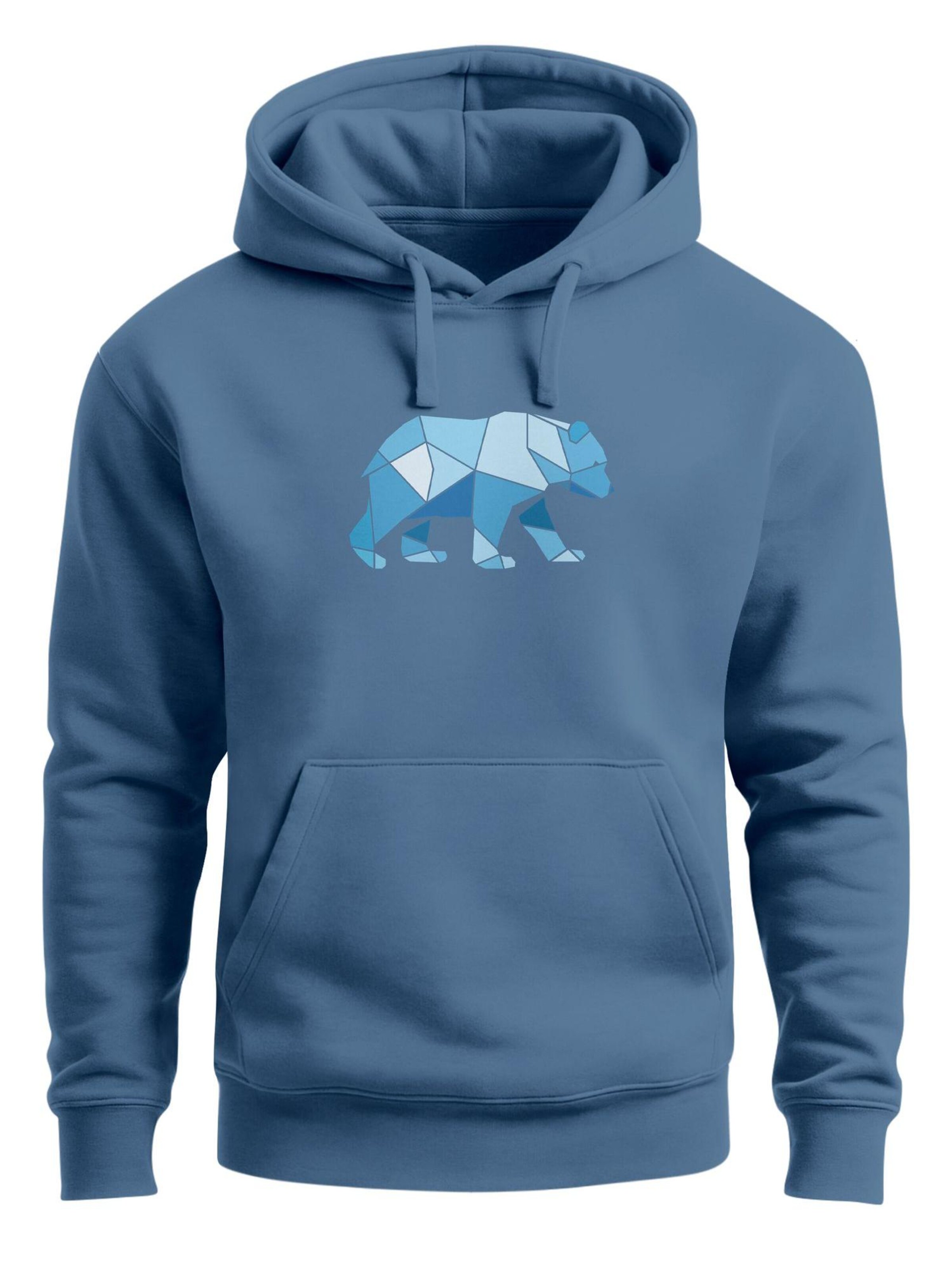 Neverless Sweatshirt 'Bär Polygon Blau' in Blue: front