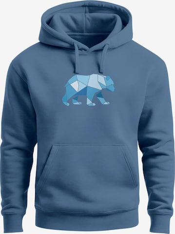 Neverless Sweatshirt 'Bär Polygon Blau' in Blau: Vorderseite