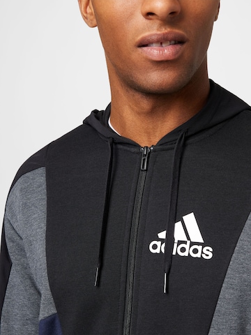 ADIDAS SPORTSWEAR Athletic Zip-Up Hoodie 'Essentials Colorblock ' in Black