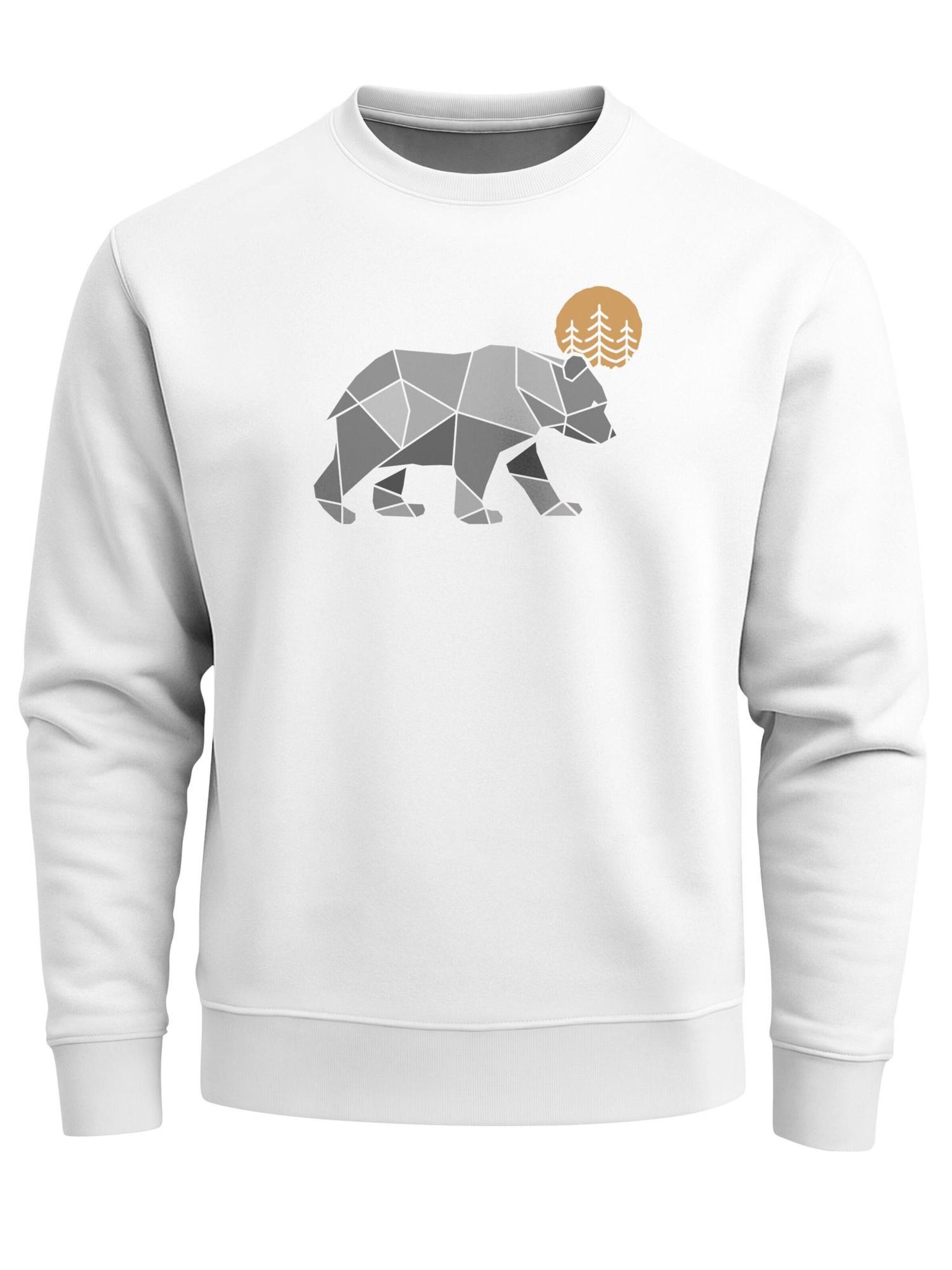 Neverless Sweatshirt 'Polygon Bär'‌‌‌‌‌‌ in Weiß: Vorderseite