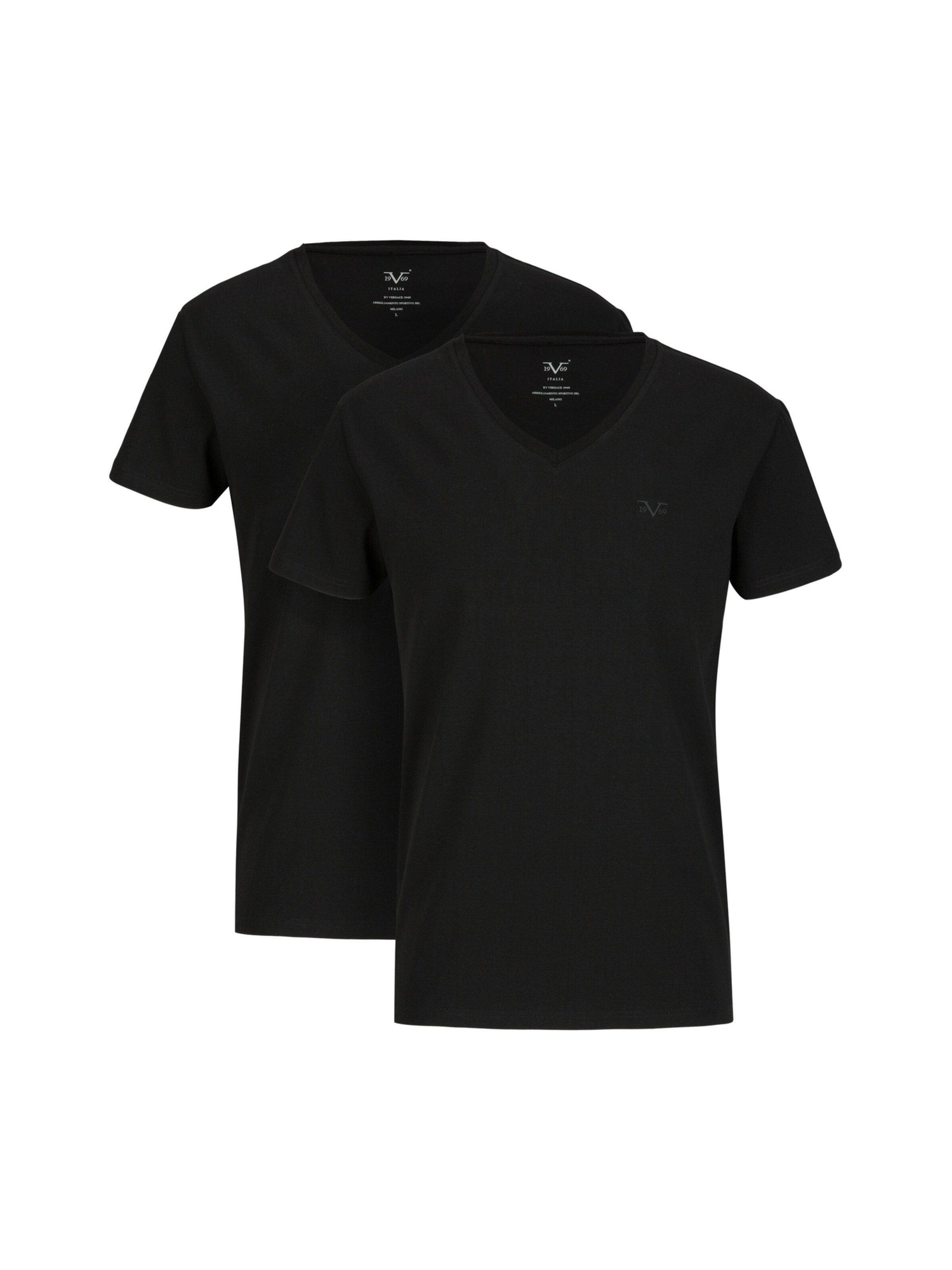 19V69 ITALIA T-Shirt in Schwarz: Vorderseite