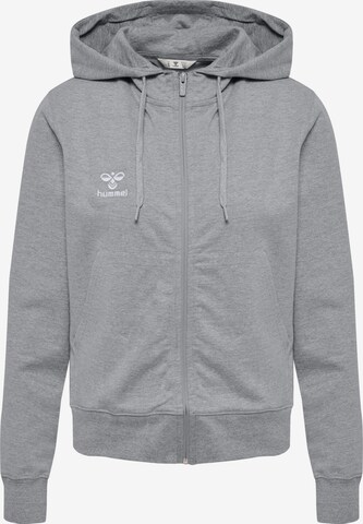 Hummel Athletic Zip-Up Hoodie 'GO 2.0' in Grey: front