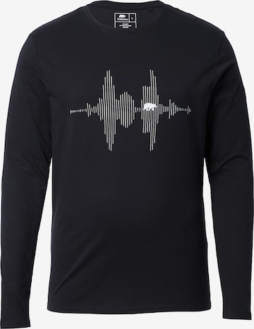 FORSBERG Sweatshirt 'Longsleeve mit Audiowelle' in Black: front