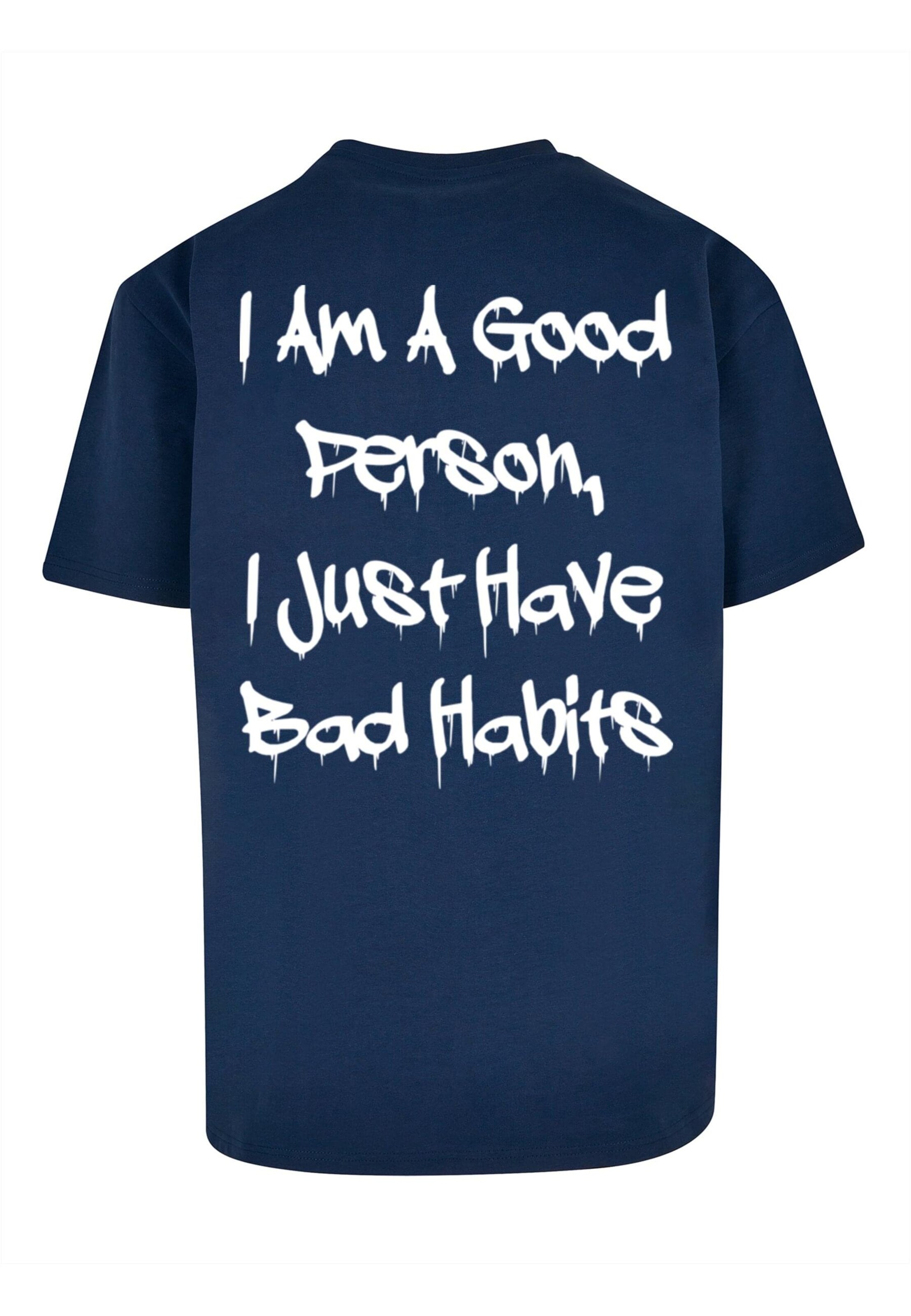 Merchcode T-Shirt 'Bad Habits' in Blau