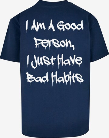 Merchcode Shirt 'Bad Habits' in Blauw