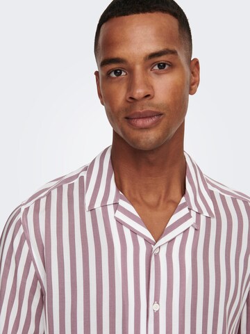 Only & Sons - Comfort Fit Camisa 'Wayne' em roxo