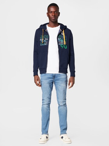 JACK & JONES Zip-Up Hoodie 'SAIL' in Blue