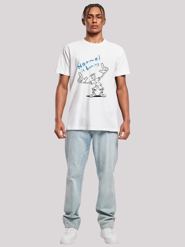 T-Shirt 'Fido Dido Points Normal Is Boring' F4NT4STIC en blanc