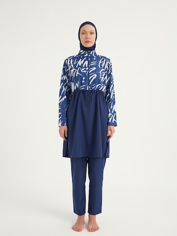 Riva Mera by Marina High neck Swimsuit 'Riva Mera by Marina R2502 Burkini/Modest' in Blue: front