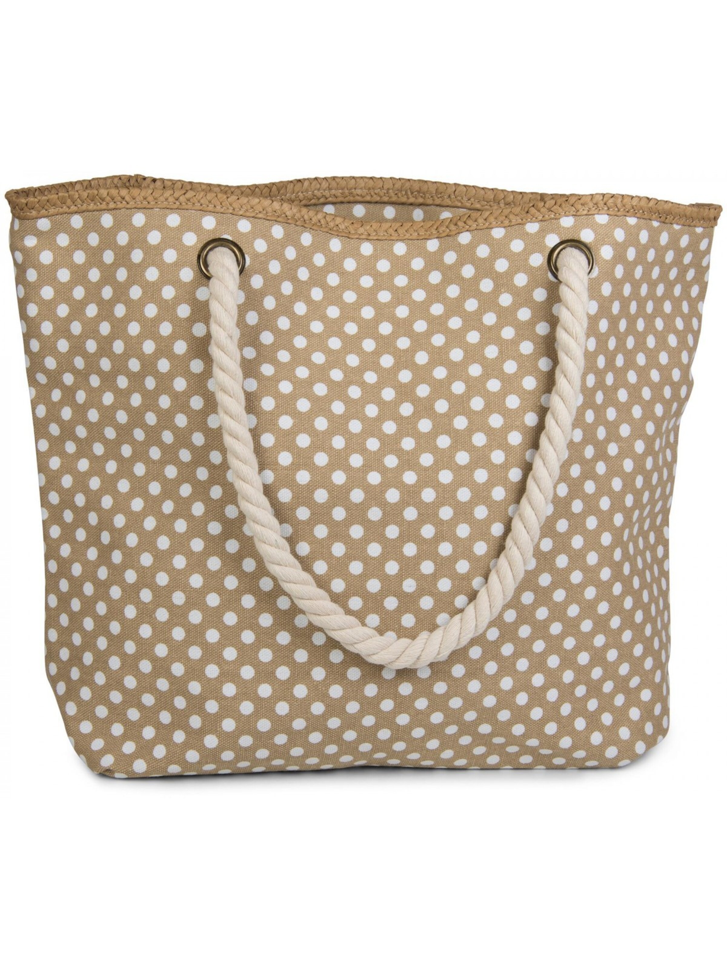 styleBREAKER Strandtasche 'Strandtasche mit Punkte Muster'‌‌‌‌ in Beige: Vorderseite