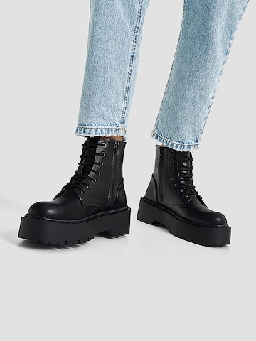 Pull&Bear Lace-up bootie in Black