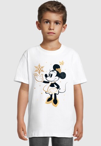T-Shirt 'Minnie Mouse - Xmas Golden Snow Fall' ABSOLUTE CULT en blanc : devant