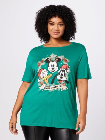 ONLY Carmakoma - Camiseta 'MICKEY' en verde: frente