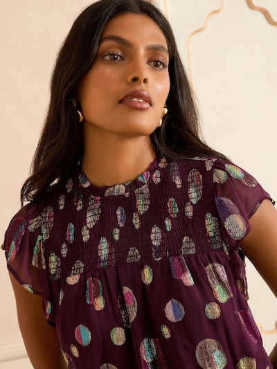 love & roses Chemisier en bleu marine / menthe / rose / bordeaux, Vue avec produit