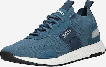 BOSS Black Platform trainers 'Titanium' in Blue: front