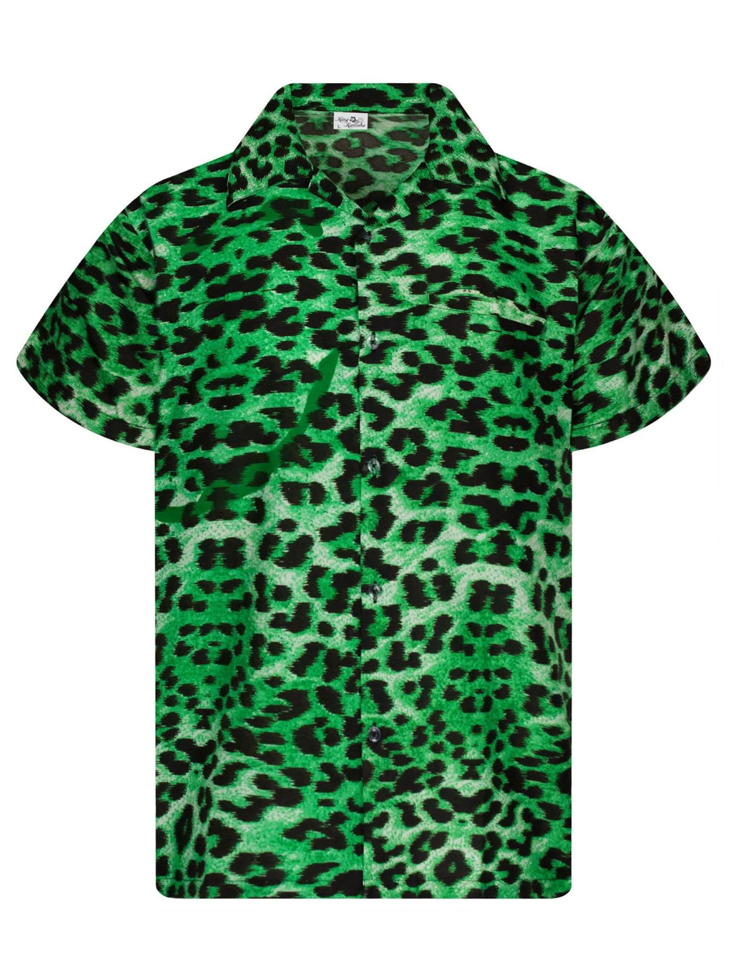 Regular fit Camicia 'Leopard' di King Kameha in verde: frontale