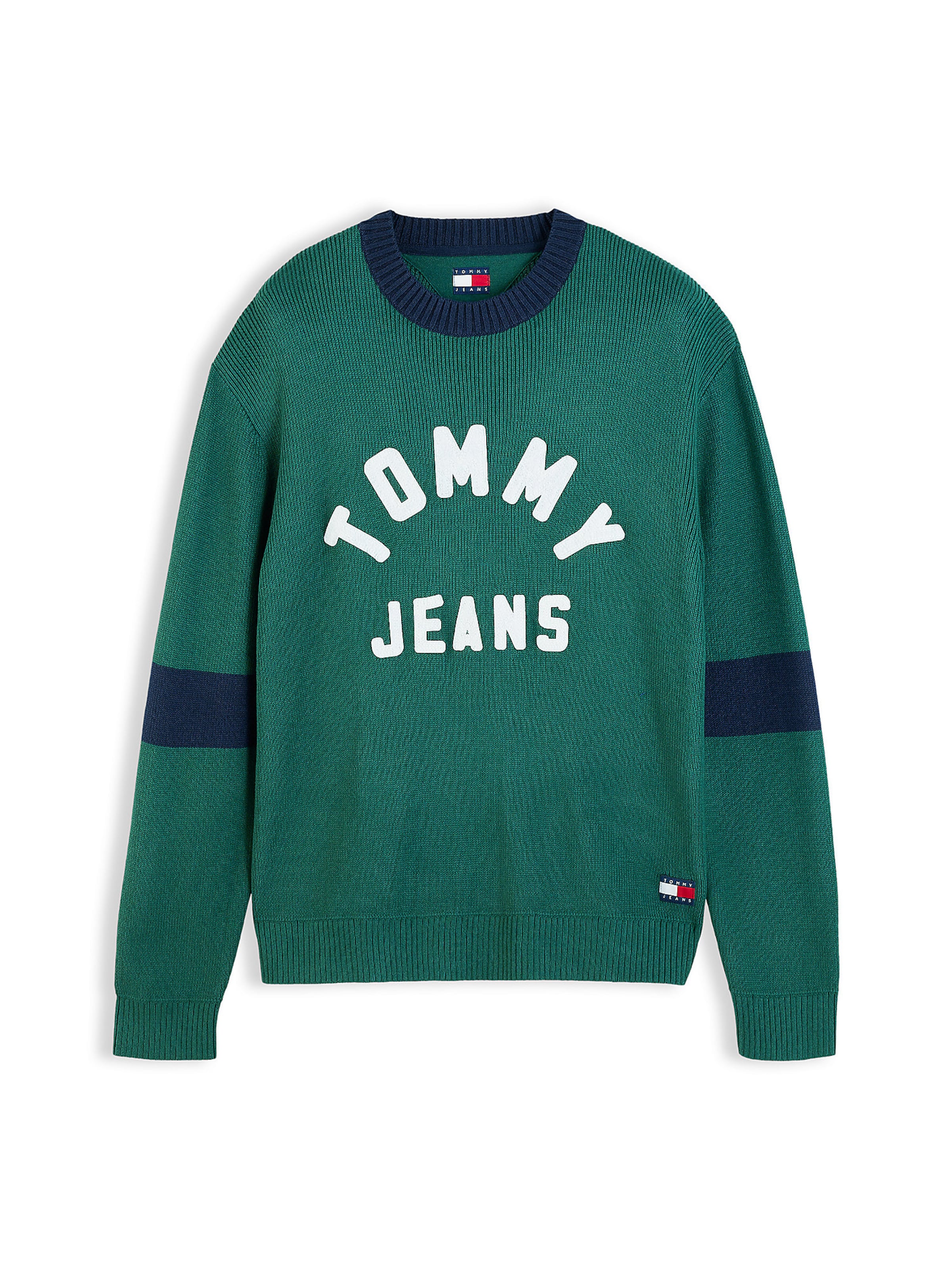 Tommy Jeans Trui 'Appliqué Jumper' in Groen: voorkant