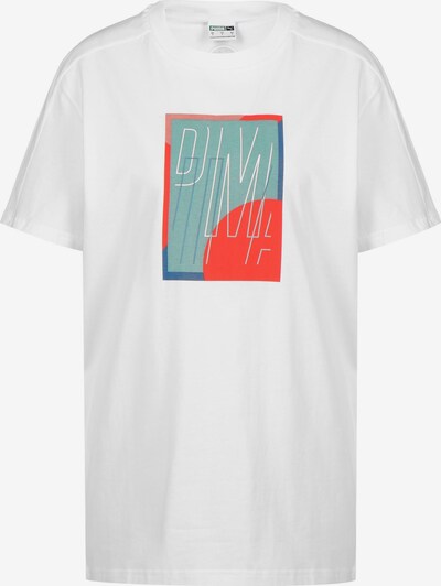 PUMA T-Shirt fonctionnel 'T7 Go For' en turquoise / bleu foncé / rouge orangé / blanc, Vue avec produit